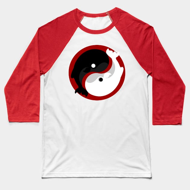 Yin yang whale Baseball T-Shirt by shegoran